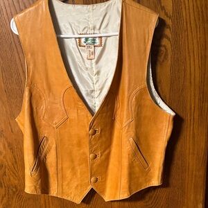 mine Genuine Leather Vest in Cream and Brown